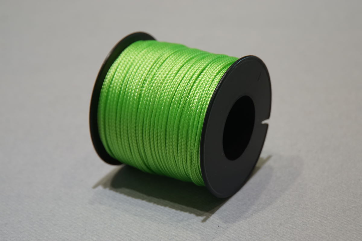 Nylon tress&eacute; &oslash;1.5 mm. - bobines  100 m. vert fluo